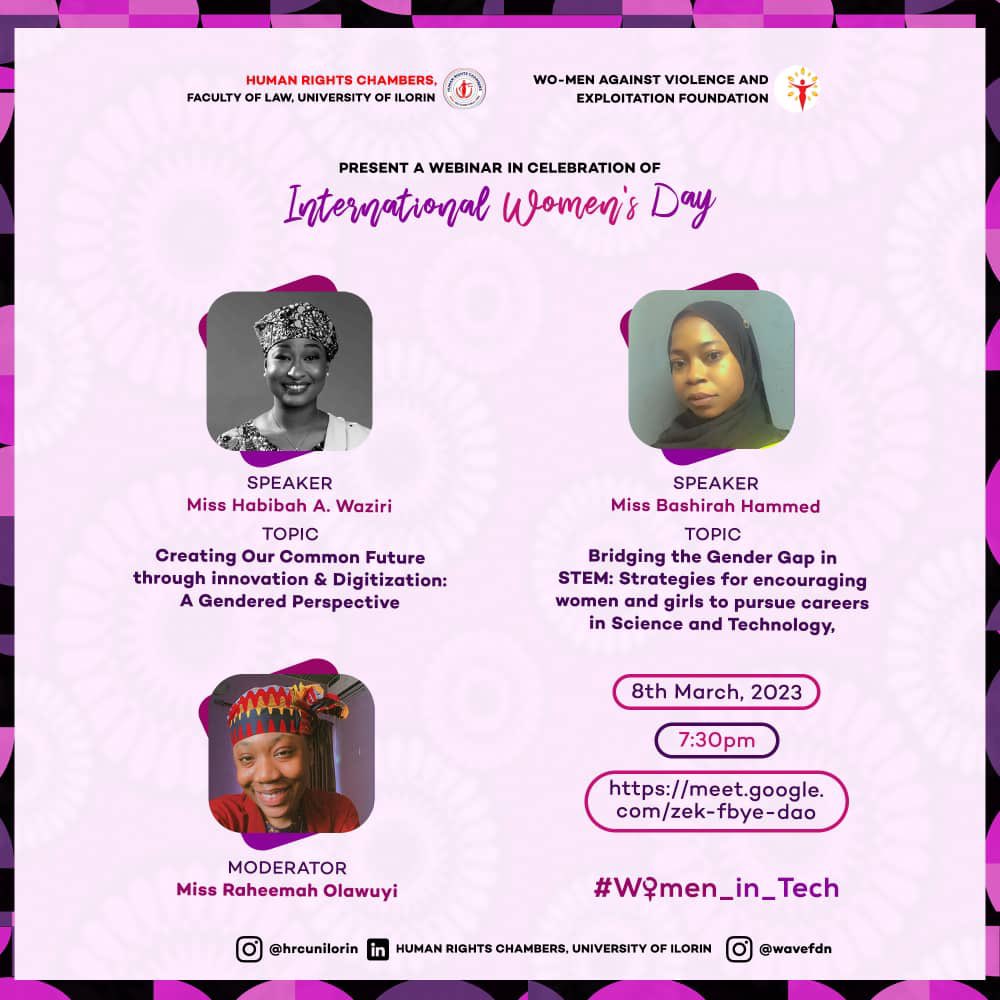 bashirah___'s tweet image. Happy International Women&apos;s Day 👸 
 Special thanks to @HrcUnilorin for this opportunity, it was a great experience.
Both genders are not competitors but we are meant to complement each other and by working together, we can create a more innovative, diverse, and equitable world.