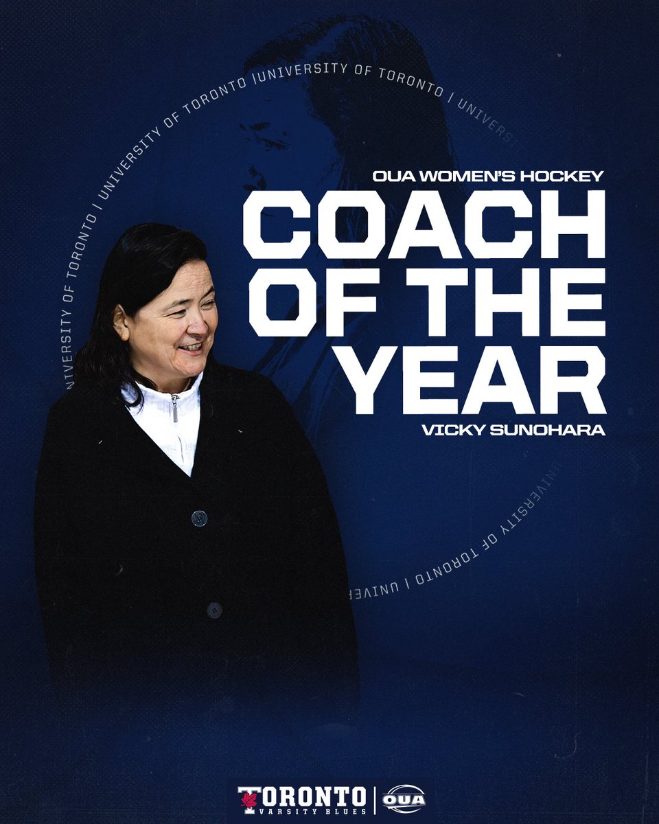 Varsity_Blues's tweet photo. 🐐 

For the third straight season, Vicky Sunohara has been named the OUA coach of the year! Taylor Trussler, Erica Fryer and Olivia Hilton earn all-star honours, while Kaitlyn McKnight is named to the all-rookie team!

🗞️: https://t.co/ylM2hNzW9M

WE ALL #BLEEDBLUE | #WeAreTO https://t.co/Us3VftcNk9