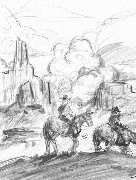 a sketch i doodled while watching 3:10 to yuma with mom 
