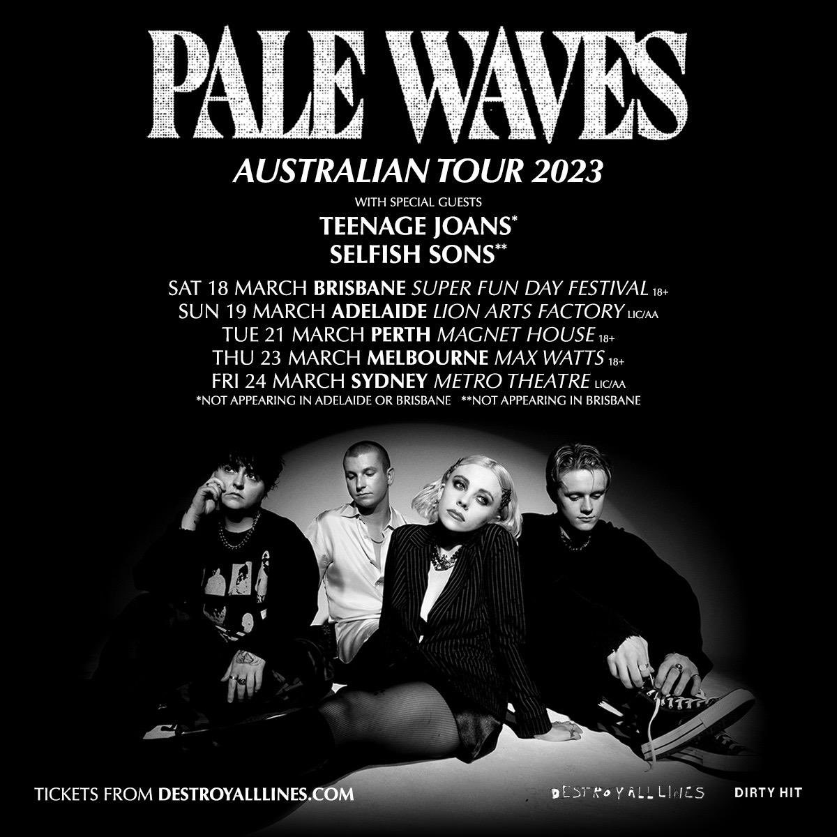 Hii we’re here to tell you we’re coming to Australia and if you haven’t got tickets yet you probably should 💘 see you in a few days palewaves.co.uk/live