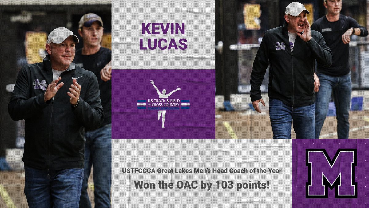 purpleraiders's tweet photo. @KevinLucas35 takes home the USTFCCCA Great Lakes Men’s Head Coach of the Year award! Coach Lucas led the Purple Raider men to a 103 point victory at the OAC Championships! @UMUTFXC #GoMountGo https://t.co/bLSyqa2rYa