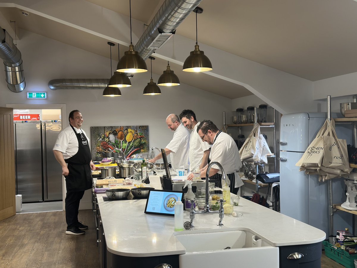 SodexoFoodDevUK's tweet photo. All go at tewinbury cookery school for @SodexoFoodDevUK #kitchenworks #modernrecipe spring summer #showcase https://t.co/VYKADDBYtm
