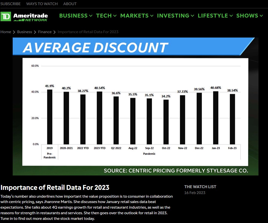 Centric_PLM's tweet image. Centric Software&apos;s pricing model was featured in the TD Ameritrade Network interview with Jharonne Martis, Director of Consumer Research at @Refinitiv 
Learn More!!

#retaildata #pricingmodel 

okt.to/12DpCU