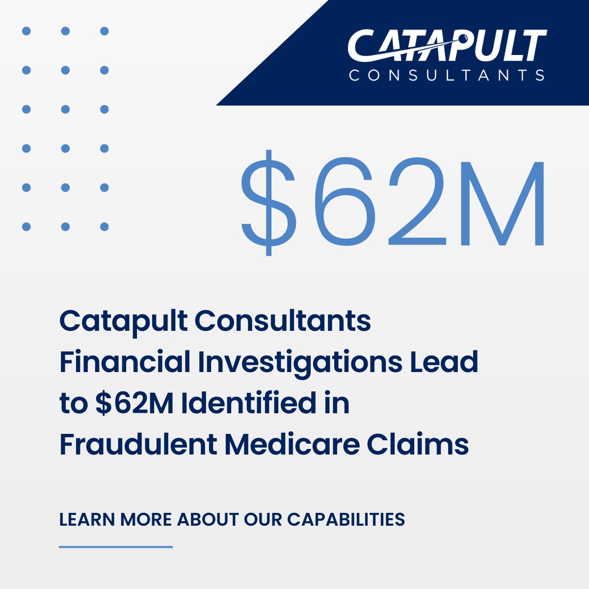CatapultConsult's tweet photo. We are proud that our financial investigations have led to the identification of over $60M in fraudulent claims. Learn more about our capabilities in Financial Investigations on our website.

https://t.co/KbyXrYLuo0

#FinancialInvestigations #Cybersecurity #SuccessStory https://t.co/sQAMMc9him