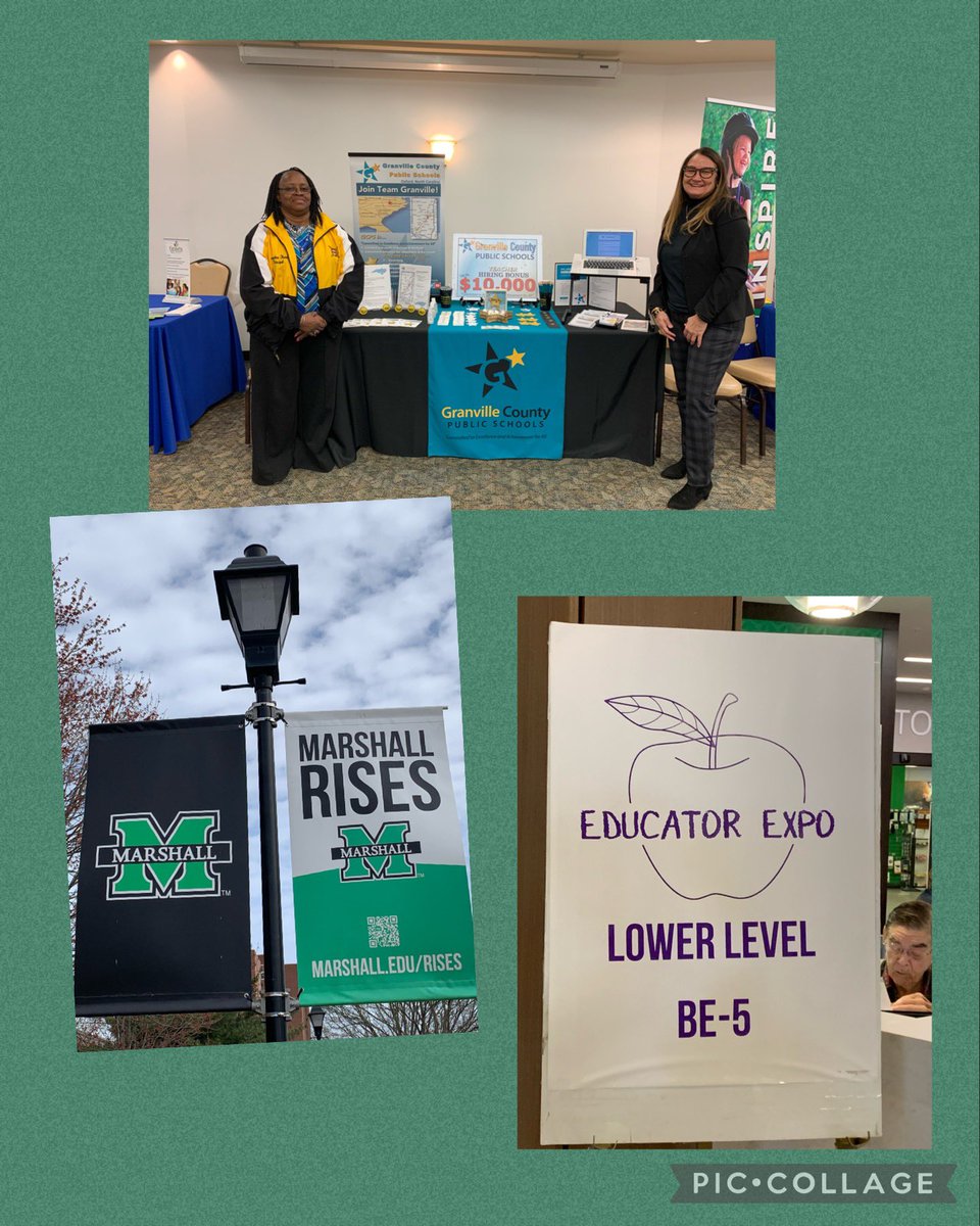Stop by Table 24 <a href="/GCPSchools/">Granville Co Schools</a>  <a href="/marshallu/">Marshall University</a> until 6:00 pm to learn about opportunities to teach &amp; sign up for interviews!! See our sign on bonuses! #recruiting #otm