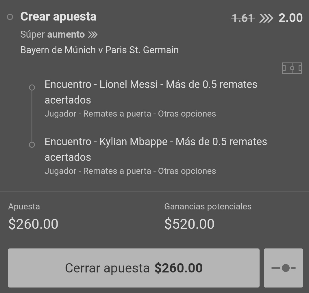 Hasbu_Apuestas's tweet photo. SÚPER AUMENTO ⏩ (2.00)

Messi y Mbappé tendrían que hacer tiro a portería, se están jugando todo en este partido y normalmente juegan los 90' minutos. 
#BAYPSG https://t.co/DBUBRXdck9