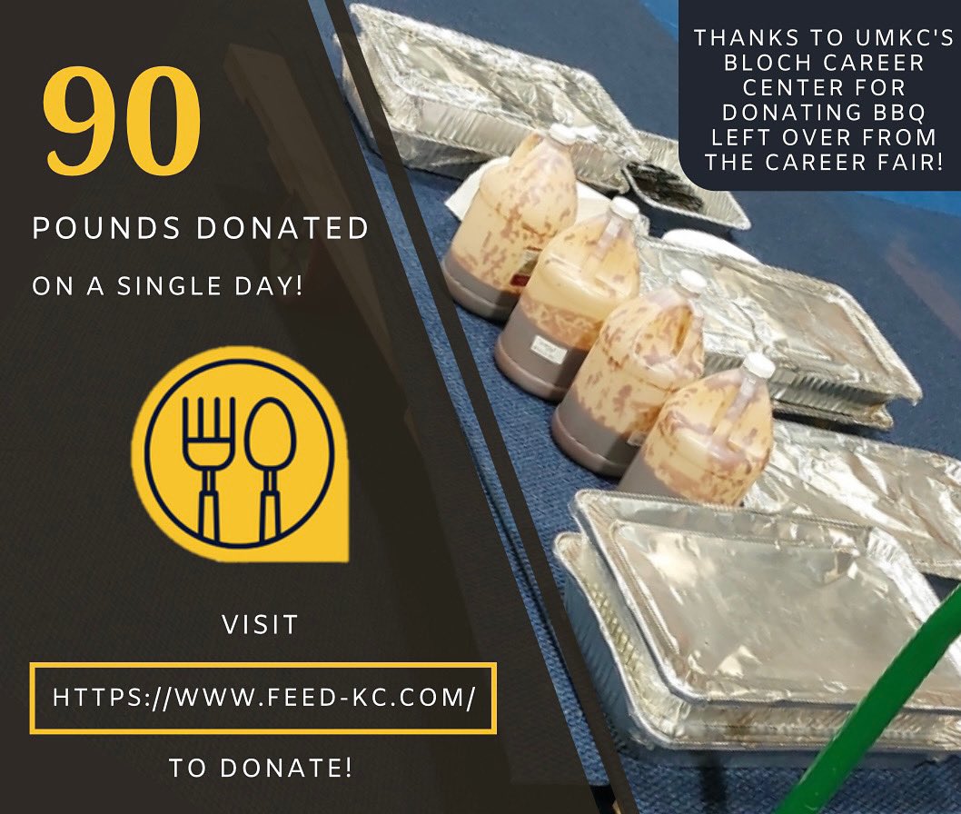 FeedKC's tweet image. A career fair done right - UMKC donated leftover Joe’s BBQ to a food shelter in KC. 🍽️ Visit our website to do the same!