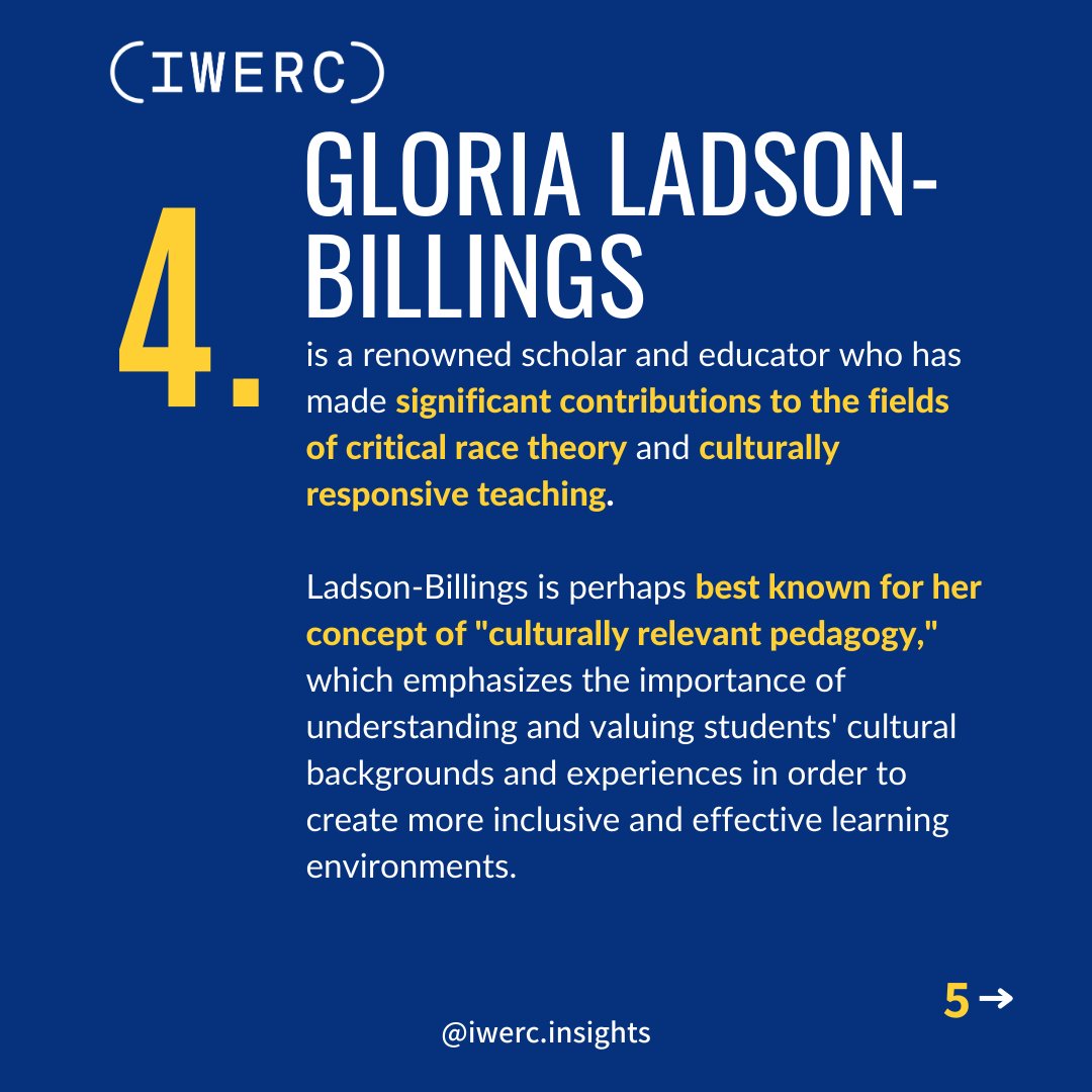 We also recognize Gloria Ladson-Billings, a scholar and educator whose concept of Culturally Relevant Pedagogy has changed so much! #RaceAndEducation #SociologyOfEducation  #AntiRacistEducation