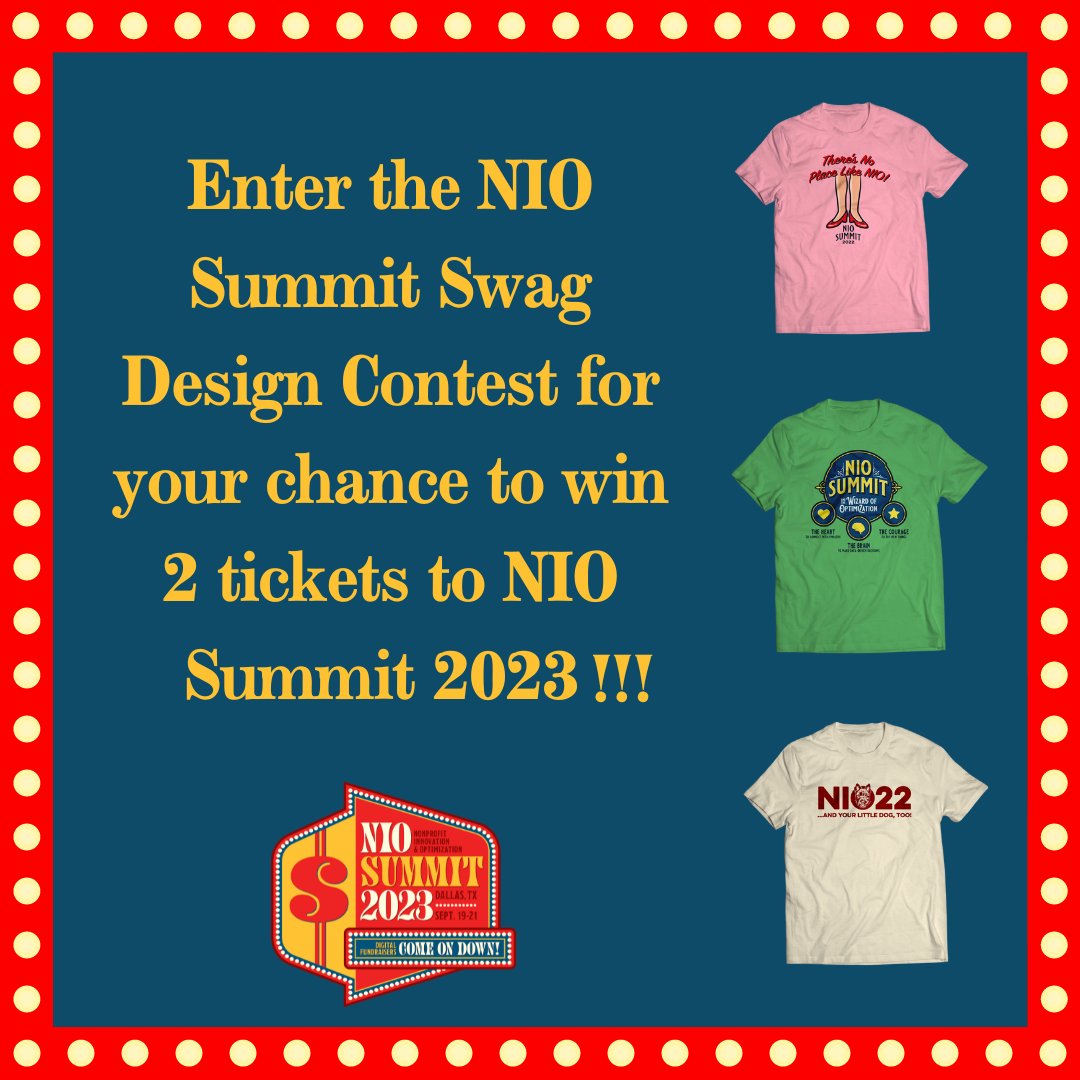 The NIO Summit t-shirt and sticker design contest has begun! The NIO theme this year is inspired by all things game show. Enter here: niosummit.com/t-shirt-design… for chance to win two tickets to NIO. Send in your design by Friday April 1st for a chance to win! #NIOSummit2023
