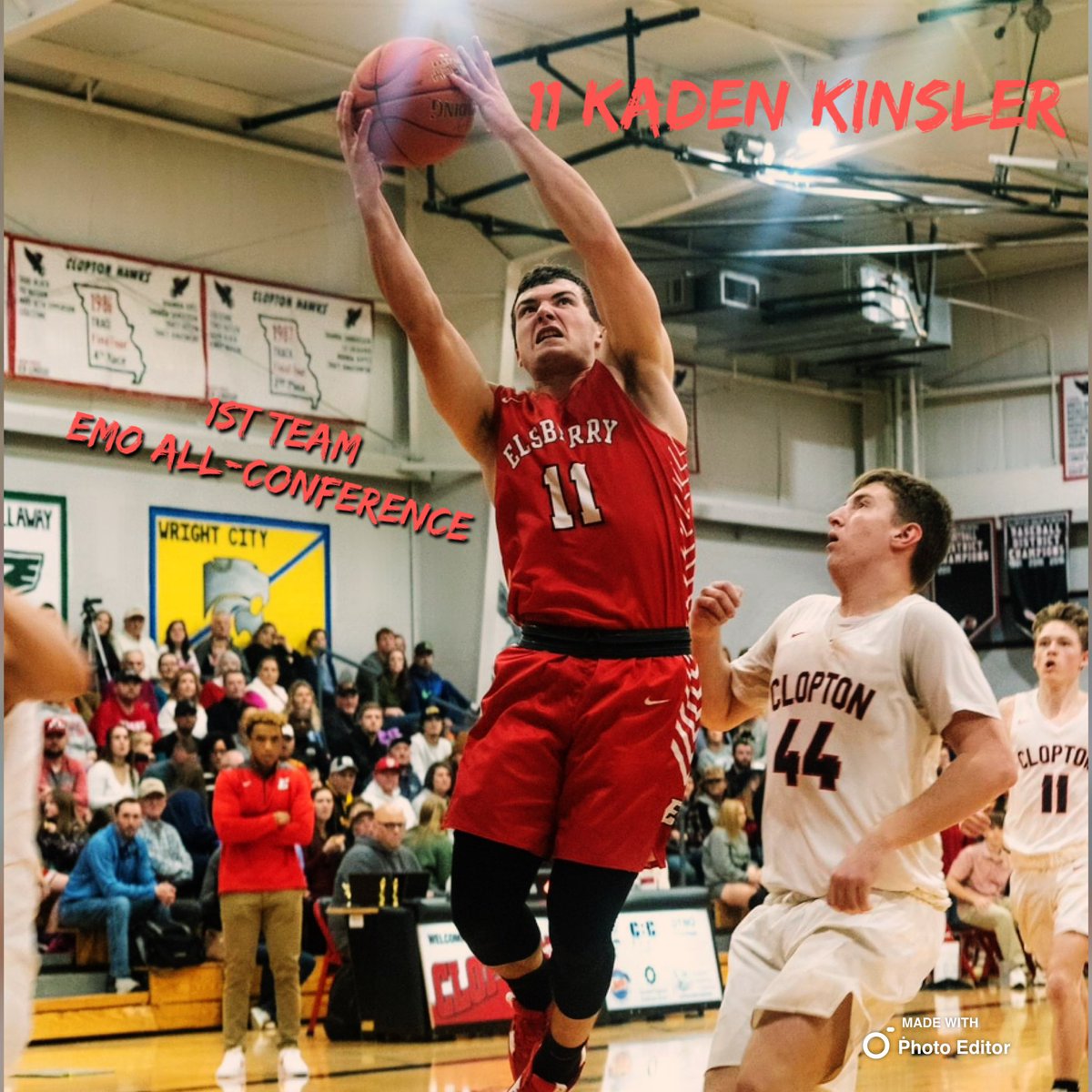 Congrats to  Senior Kaden Kinsler for making 1st Team EMO All Conference (unanimous) for the 2nd year in a row!  Averaged 18.6 points on 54/57/75 shooting splits with 5 rebounds, 3.5 assists and 2 steals in 10 conference games!