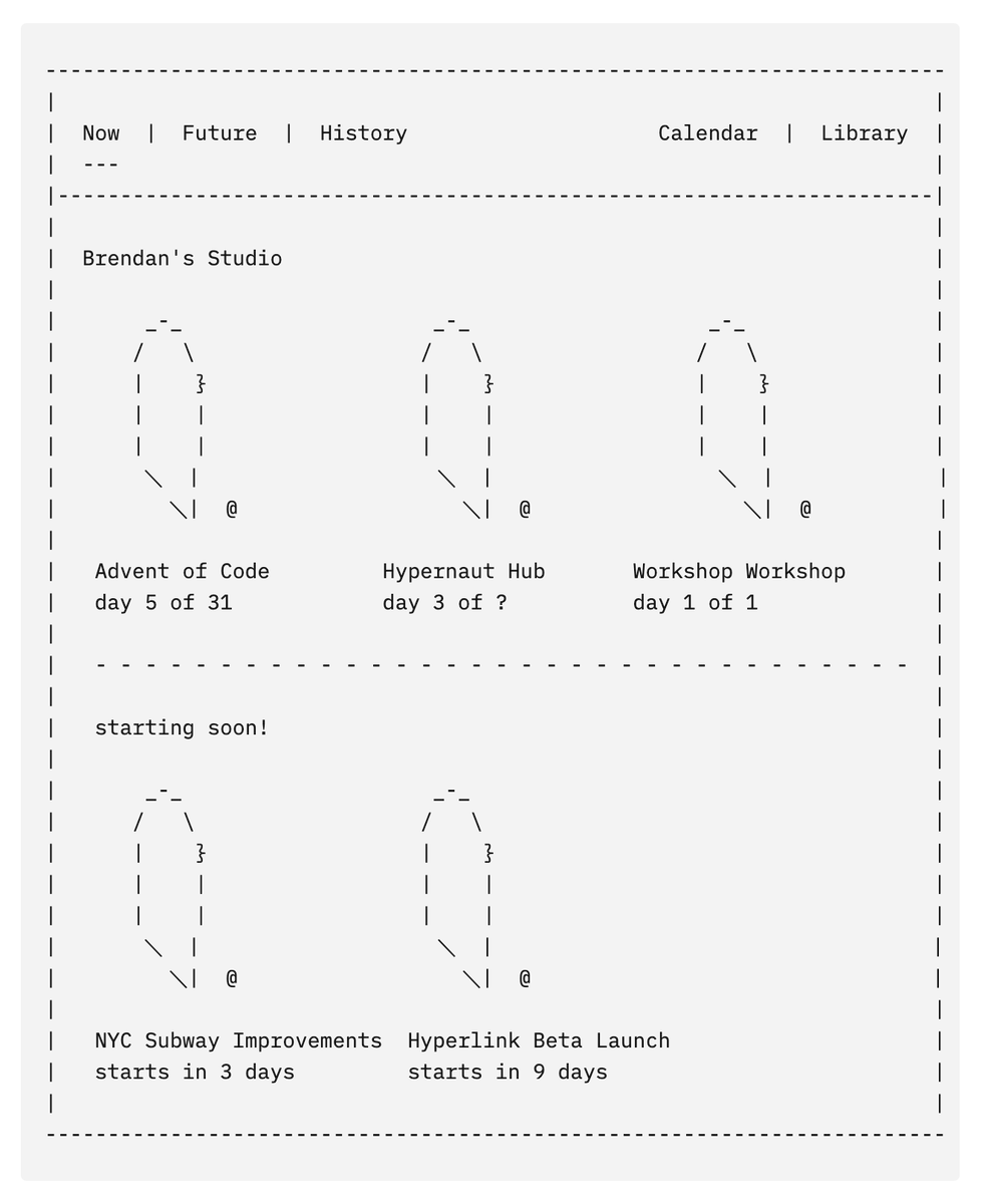 schlagetown's tweet photo. serious q, does anyone even use figma anymore?

I'm finding ASCII wireframes are where it's at these days

~pros: simple, clean, fast, minimal, modular, aesthetic
~cons: none to speak of

(these are all sketches for hyperlink btw!) https://t.co/2VKdris8Yq