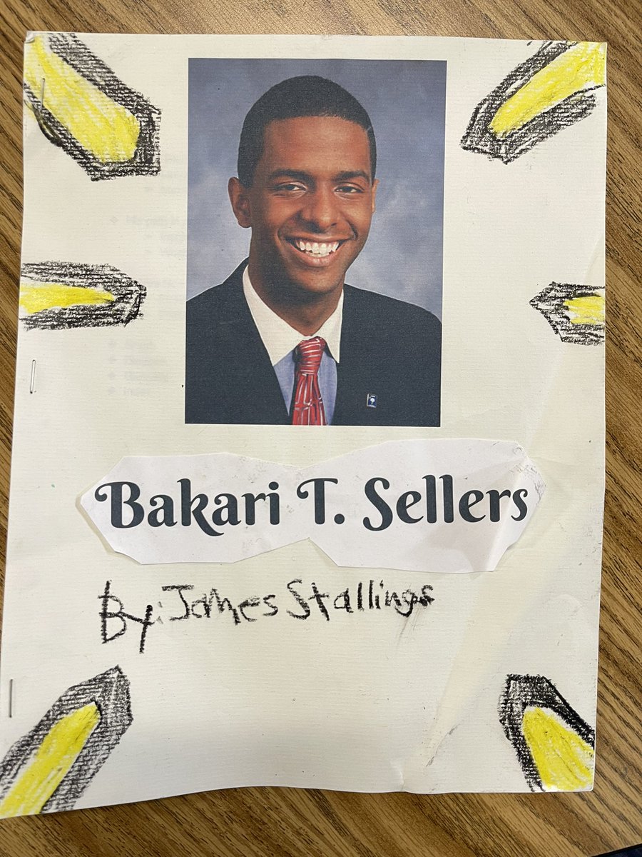 iva_ivjackson's tweet photo. I found this gem doing a little spring cleaning today.  A student from a few years ago did a Black History report on @Bakari_Sellers @CNN, one of our very own SC home grown leaders. @RichlandTwo @franklinscsu @marlena_council @MEvans_KES @Killian_STEAM https://t.co/LW28xxRO9I