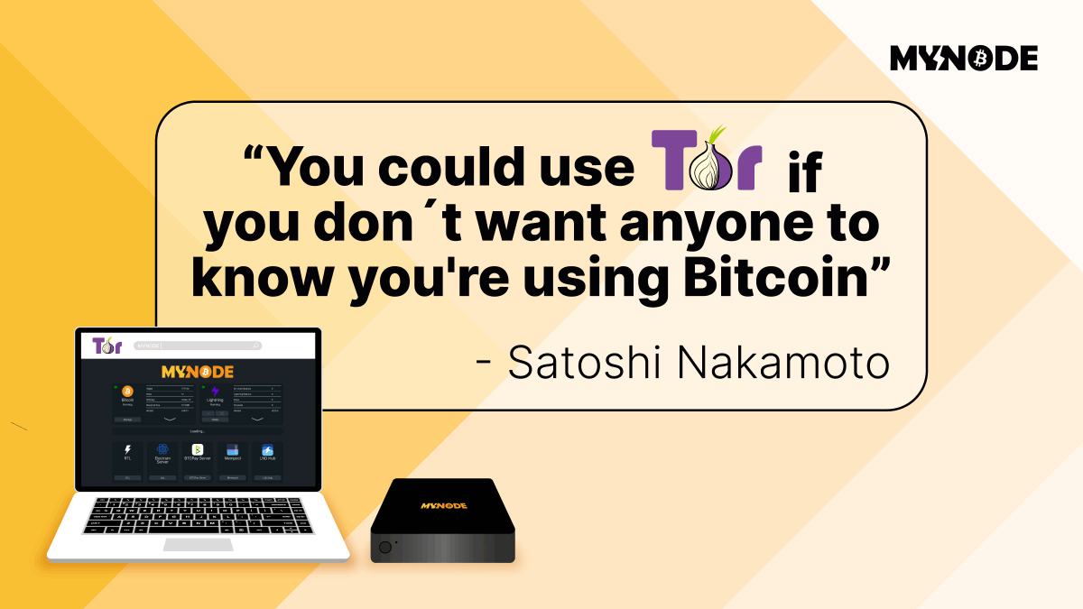 mynodebtc's tweet image. Remember you can access the webinterface of MYNODE via Tor

Learn more here: mynodebtc.github.io/tor/web-gui.ht…

#Tor #MYNODE #Bitcoin #Node