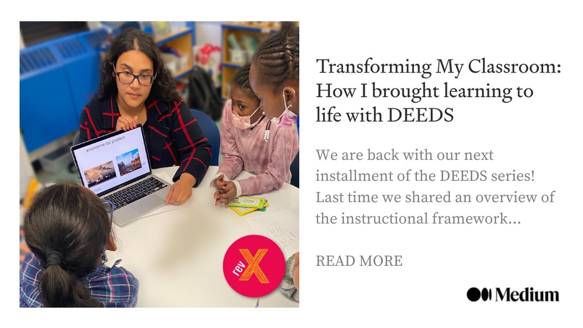Calling all educators! 📣

Curious to know more about implementing our framework, DEEDS?

Check out this article and video accounts from teacher, Cindy Garcia, as she shares her experience with us ♻️🌎💫

Read more: medium.com/@revxedu/trans…