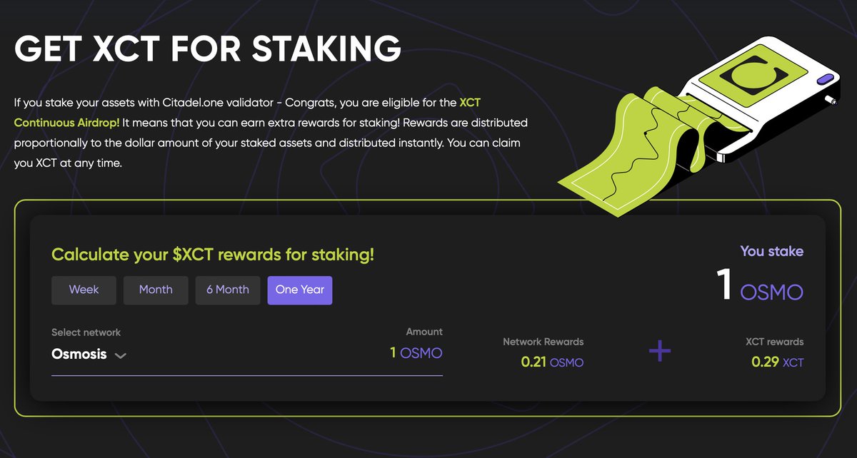 How much can you earn by staking $OSMO? 

Calculate your rewards: citadel.one/xct

#osmosis #osmosiszone