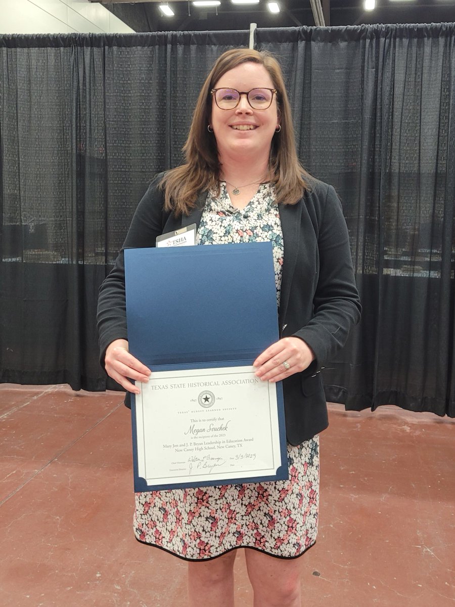 NewCaneyHS's tweet photo. NCHS Social Studies teacher, Megan Souchek, was the recipient of the Mary Jon and J. P. Bryan Leadership in Education Award and was awarded $5,000.  This awards is given annually to recognize outstanding history educators!
#ncisd #ExpectExcellenceNCHS #NCHS_Eagles https://t.co/04iYftUvgX