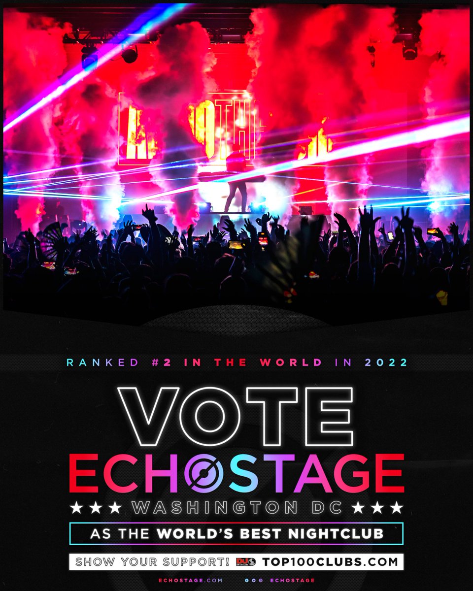 echostage's tweet photo. Voting for @DJmag’s #Top100Clubs ends in ONE WEEK! We need you #EchoFam! Cast your vote 💜✨→ https://t.co/6rXEUXmcdP https://t.co/5gSqzfqw8q