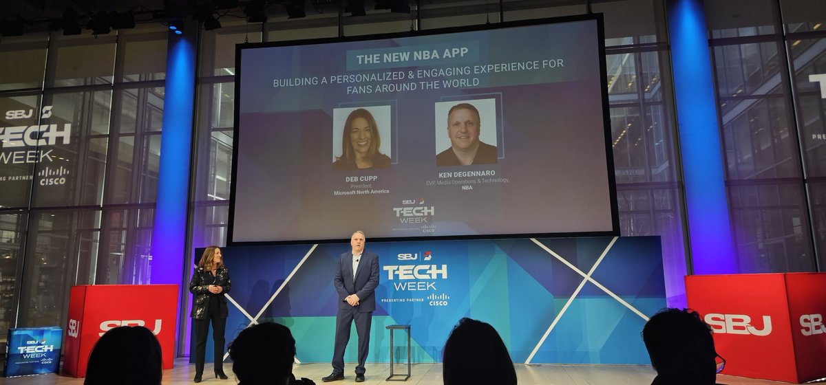 Had a blast teaming up with the @NBA's Ken DeGennaro at @SBJ's Tech Week! We talked about how @Microsoft @Azure powers the NBA app to provide every fan with a best-in-class customized and unique experience. #AI