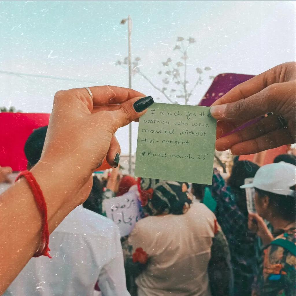 HamidSajal's tweet photo. I march for the women who were married without their consent.
#auratmarchislamabad https://t.co/Ywq8Xj0Jpc