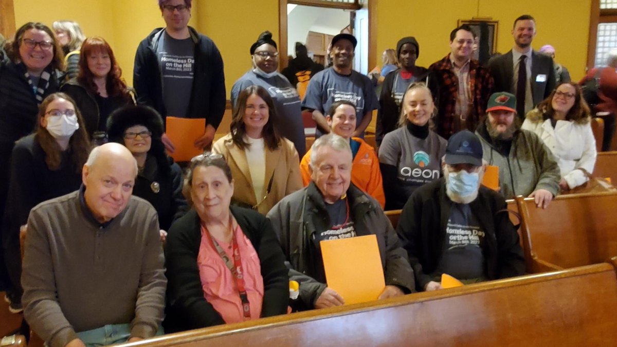 AeonMN's tweet image. Aeon residents and staff are at the State Capitol today for Homeless Day on the Hill, hosted by @MNHomelessCo. You can join them in advocating for affordable homes! Contact your legislators and ask them to support Aeon's policy priorities: loom.ly/D21L1Wk