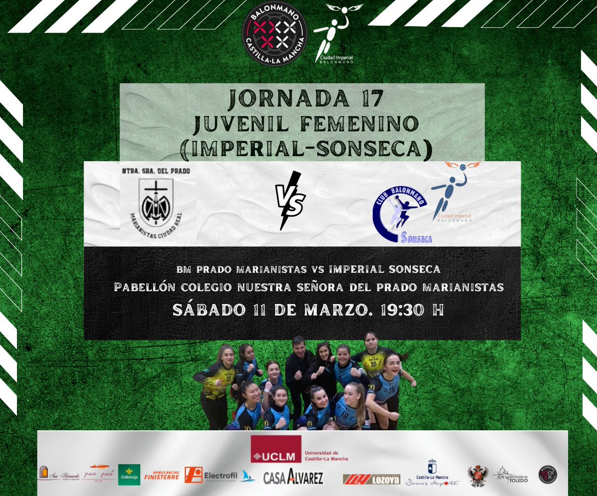 BMCImperial's tweet photo. El Juvenil Femenino tiene partido el sábado en Ciudad Real  ‼️

▶️ Nuestro Imperial-Sonseca visitará al @bmpMarianistas  en un bonito partido que dará comienzo a las 19:30 h ◀️

A por ello con ganas e ilusión 💪

#BMCI #123Imperial https://t.co/M4DYGZLYwa