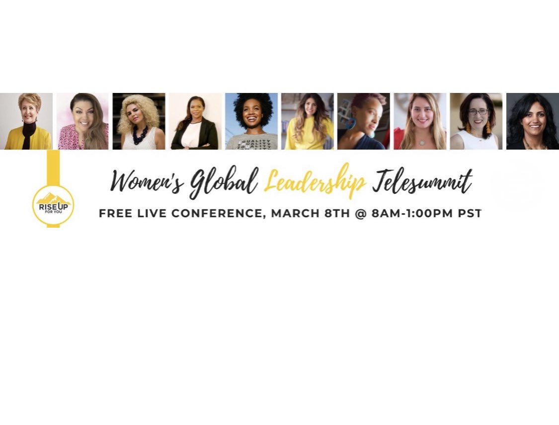 Thrilled to join women from all over the world for the #RiseUp For You Women's Global Leadership Telesummit today on #InternationalWomensDay! 

#WomenInLeadership #WomenSupportingWomen #RiseUpWomen #WomenEmpowerment #LifelongLearner