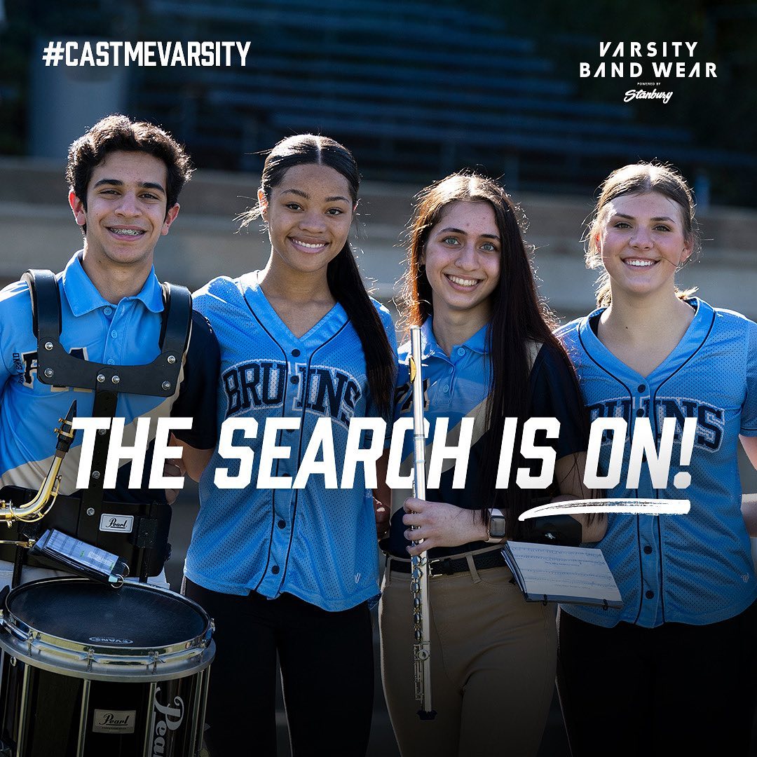 We’re looking for 𝐕𝐚𝐫𝐬𝐢𝐭𝐲 𝐁𝐚𝐧𝐝 𝐖𝐞𝐚𝐫 𝐌𝐨𝐝𝐞𝐥𝐬 👀 Do you know Band and Color Guard members that would totally rock on #TeamVarsity? Encourage them to apply! Link in bio #CastMeVarsity 🎶