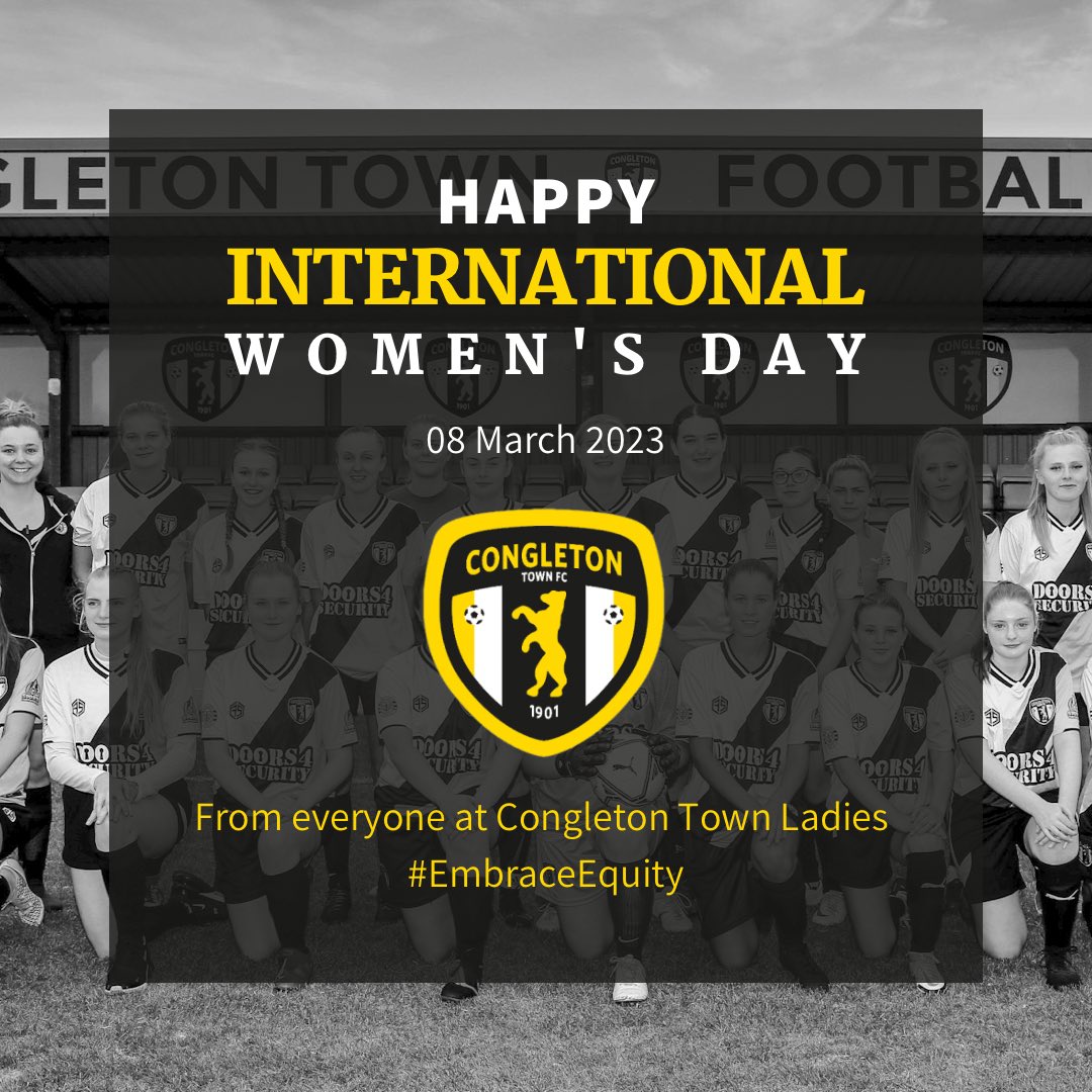 Today we celebrate #IWD2023 at Congleton Town Ladies and what we have achieved since forming in the summer of ‘22 ❤️

We are incredibly proud of this group of girls! #EmbraceEquity
