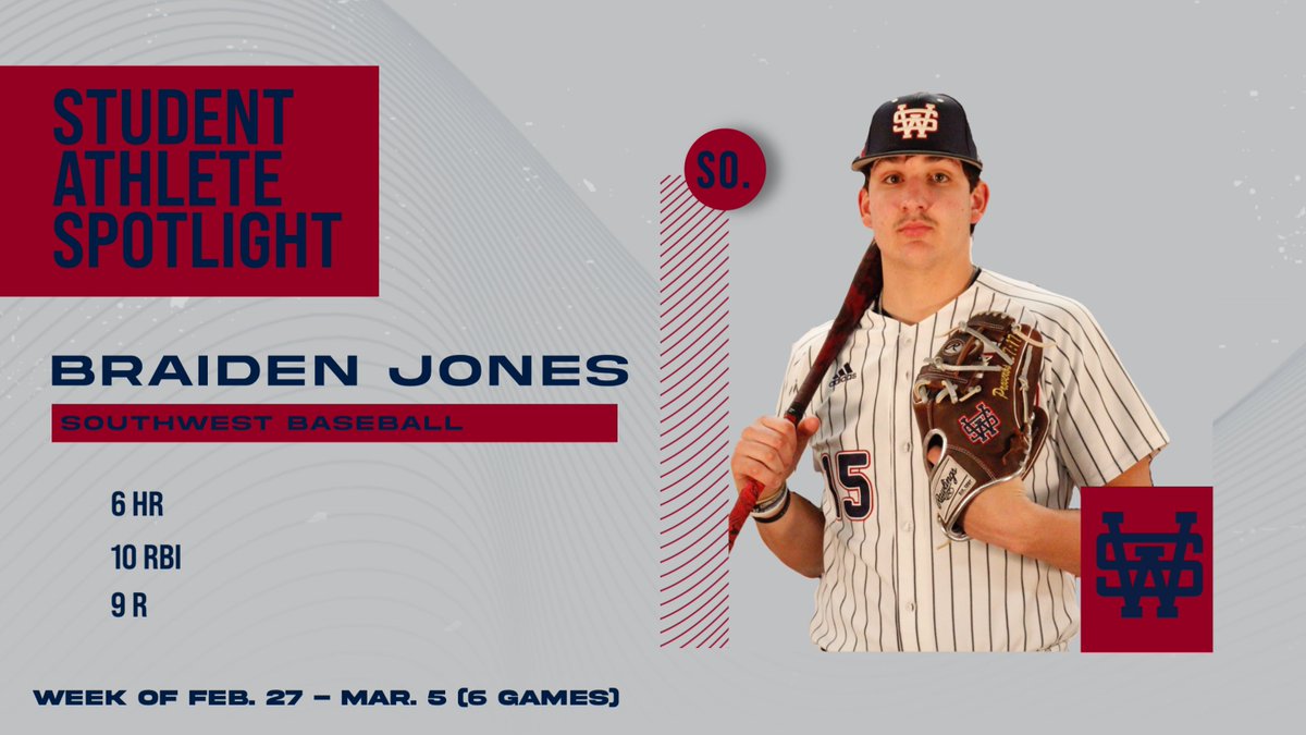 🐻⚾️BASEBALL SPOTLIGHT⚾️🐻

We want to recognize Bear Baseball infielder Braiden Jones on his fantastic performance last week. In six games the sophomore had six home runs, 10 RBIs and 9 runs scored.