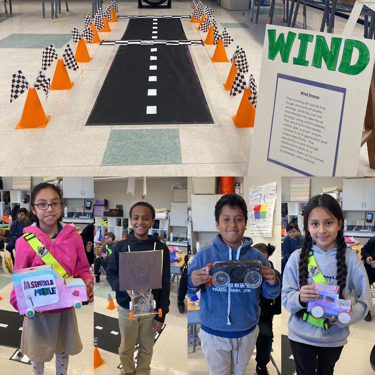 Esbarrett2000's tweet photo. Our creative 5th grade engineers studied alternative energy sources and built wind-powered cars using recycled materials! The results were amazing! #raceday #LBtogetherwecan @AmerigoSchool @LBpublicschools @SJ_Schools https://t.co/FeDlGxIFxX