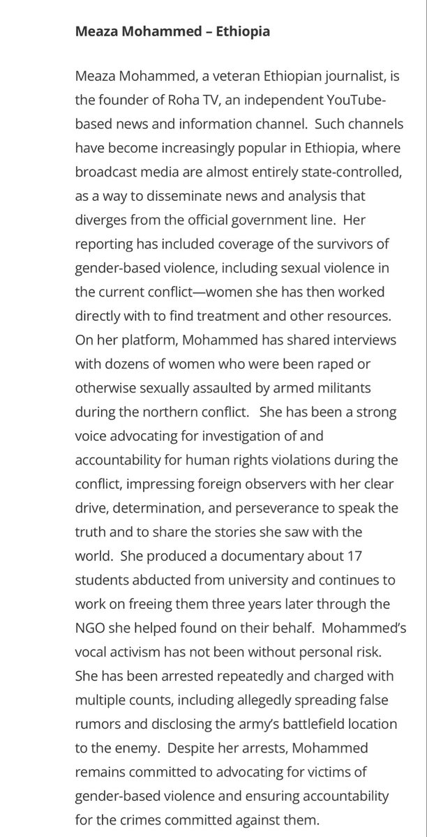 M_Chekol's tweet photo. Congratulations @MeazaMohammed winner of  the 2023 international women of courage award! https://t.co/l7ygbjq9rd