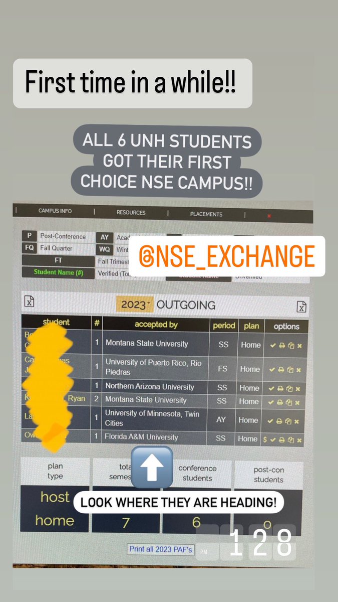 NSEatUNH's tweet photo. We’re so excited to share that 100% of our @UofNH applicants to @NSE_Exchange received their first choice exchange campus! Congratulations, Wildcats!! https://t.co/IrRQCGzVKL