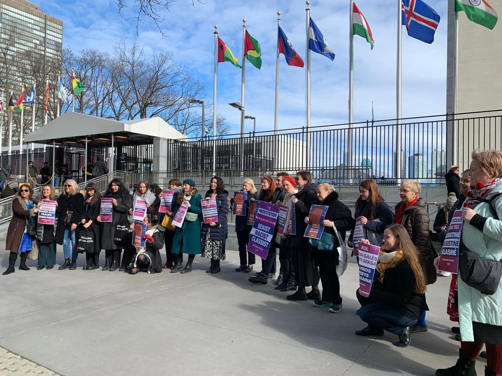 CAPintl's tweet photo. In the streets and at the UN, we spread the same message on the #InternationalWomensDay: it is time to abolish prostitution ! 
#NeitherSexNorWork https://t.co/O9gkIRomaP