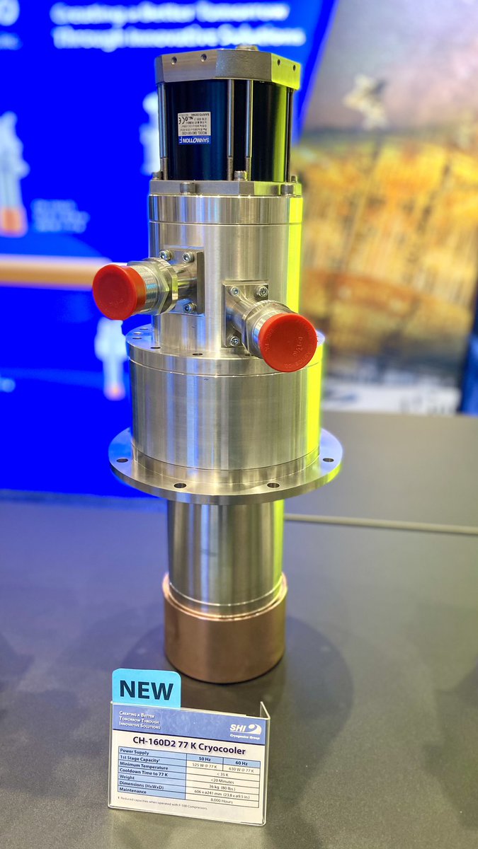 shicryogenics's tweet photo. Our new CH-160D2 #Cryocooler is taking center stage at this year’s @APSMeetings booth. It’s SHI's highest-capacity Single-Stage GM Cryocooler to date, offering up to 630W at 77K. Stop by Booth 700 to see it in person, or visit our website for more info: https://t.co/OwZiTSvlyb https://t.co/TkGOJ12dYO