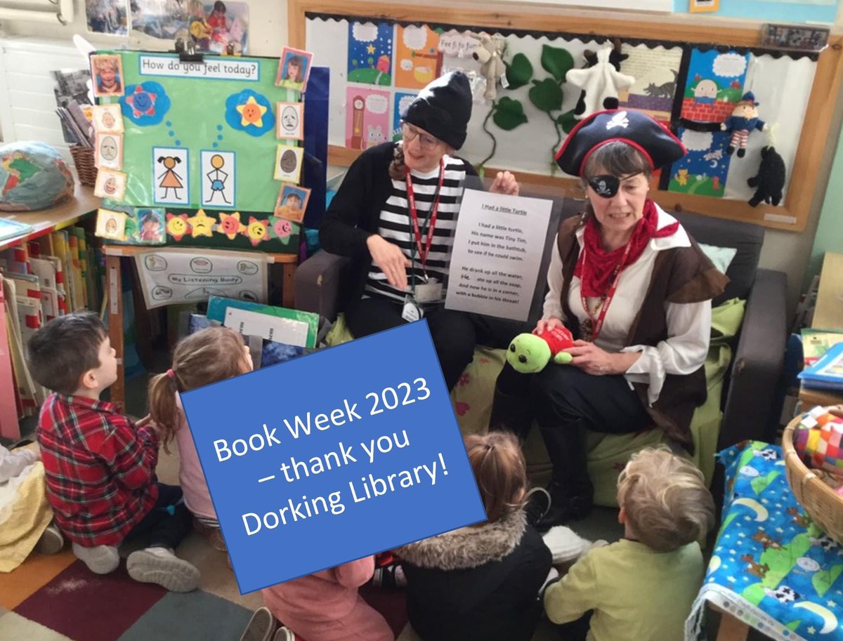 Thank you again to our friends Katie and Sheila from <a href="/DorkingLibrary/">Dorking Library</a> for coming to read with us on #WorldBookDay23 (in character too!)
#wearedorking #dorkingnurseryschool #dorkinglibrary