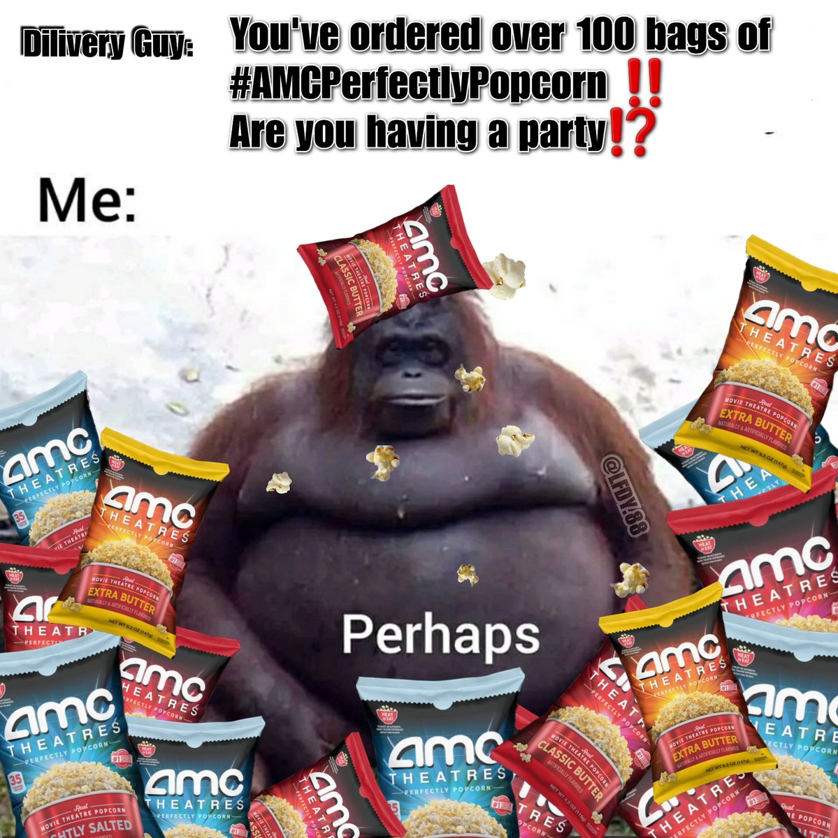 LFDY88's tweet photo. Perhaps πΏππ€π½
#AMC $AMC π #APE $APE
#AMCpopcorn #memes #dankmemes #meme #dank #AMCPerfectlyPopcorn #AMCPARTY #AMCtheaters #MOASS #AMCAPES #ApeNation #APEFTDs #FTDs #Stonkest #Stonks #monkey https://t.co/FTQcTmkIZD