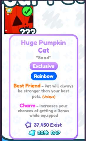 SnaVus383's tweet photo. Cosmic Values
@CosmicValues
Pet Simulator X - Rainbow Huge Pumpkin Cat giveaway!

To enter:
1. Follow 
@CosmicValues
 
2. Like &amp; Retweet
3. Comment your username

🎉Winner will be announced in 48 hours!
#PetSimulatorX #PetSimX #Giveaway https://t.co/7nQEMAz5n4