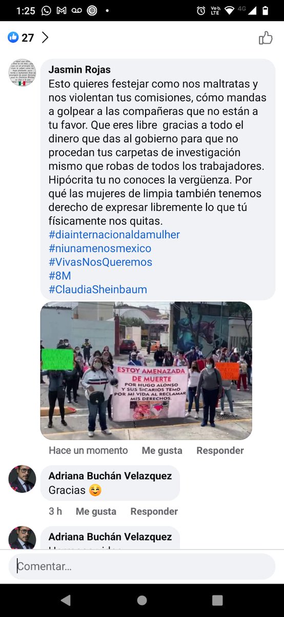 Con dedicatoria a Hugo Alonso del SUTGCDMX hoy 8 de marzo  Día internacional de la mujer, le reclaman la contradicción de hacerles un festejo a las trabajadoras de Limpia hoy en la Arena ciudad de México, cuando es un represor de los derechos humanos