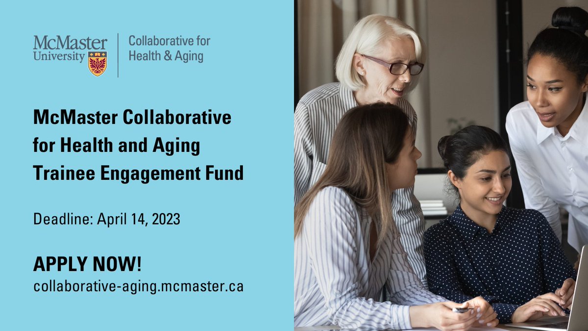 Are you a @McMasterU trainee engaged in aging-focused research? You may be eligible for funding if you are interested/involved in engaging older adults and/or caregivers in your research. Apply now ➡️ collaborative-aging.mcmaster.ca/trainee-engage… #McMasterUniversity