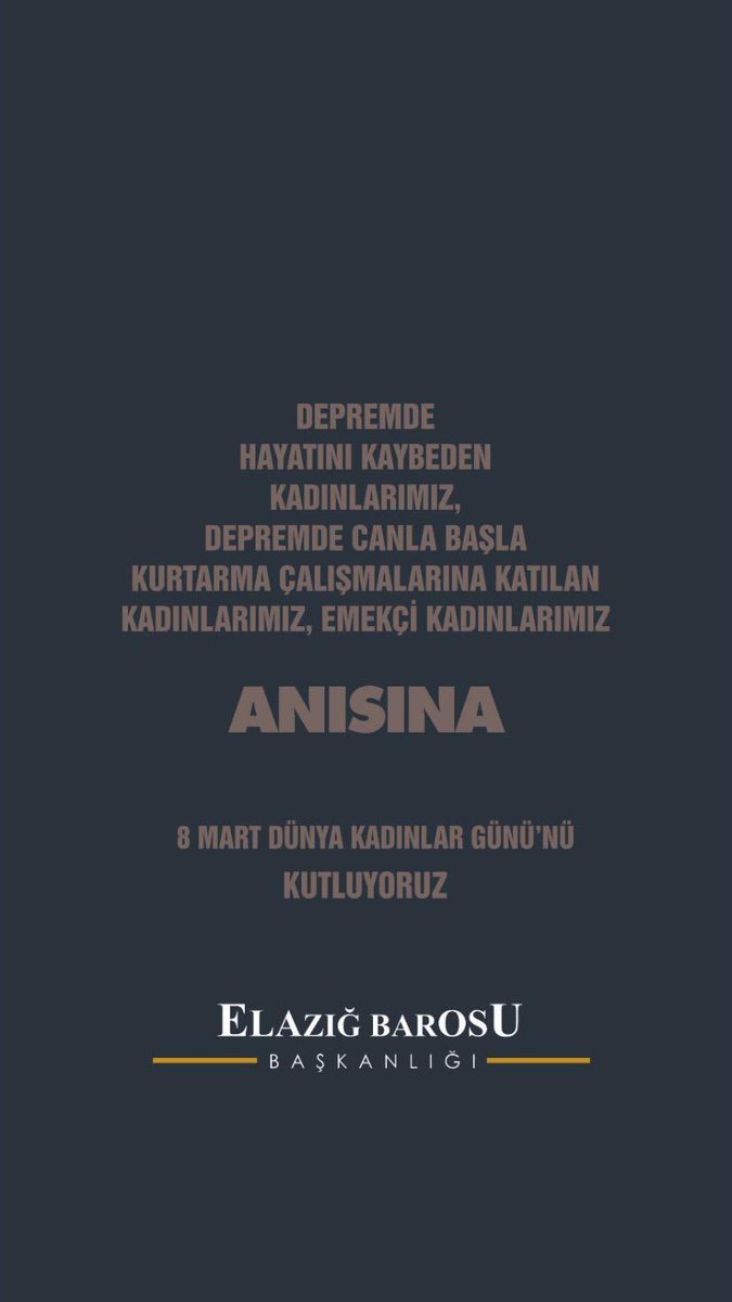 avmelihefe's tweet photo. 8 Mart Dünya Emekçi Kadınlar Günü Kutlu Olsun @elazigbarosu https://t.co/vkel7BcEwK