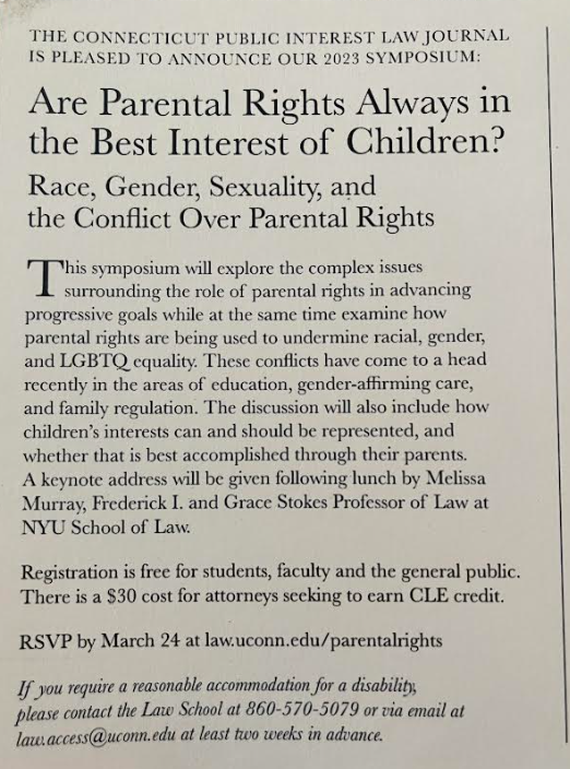 WestHartfordGOP's tweet photo. On 3/ 31, a @UConnLaw journal is hosting a symposium on separating families for the purpose of “advancing progressive goals.” 

We filed several open records requests to find out why taxpayer funds are being used to push such blatantly political messages to the public. https://t.co/tuxL2LxkQV