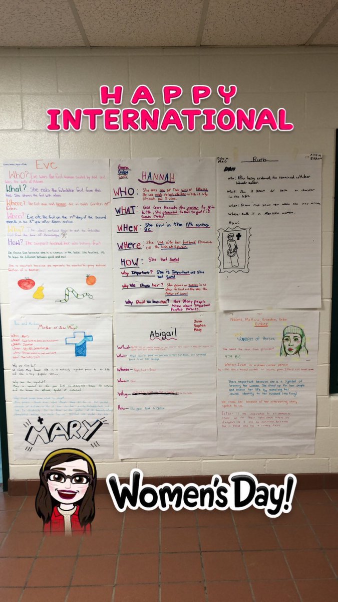 MissJChapman1's tweet image. Happy #InternationalWomensDay2023 from my Grade 9 @HolyCrossCSS Religion class. Learn more about important women in the #Bible. @alcdsb #mysp