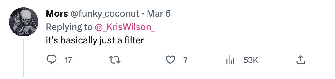 fissureking's tweet photo. the audacity to call a film that required every frame to be an intricately hand painted oil painting, a notoriously difficult medium, in van gogh's actual style, which requires every animator to be able to oil pant LIKE VAN GOGH, "just a fancy filter" is the reason art is dead https://t.co/geId6riTOA