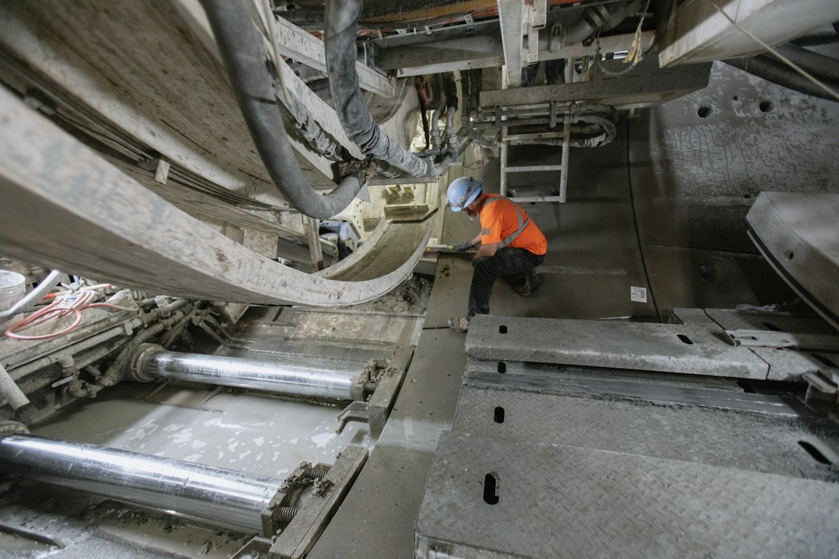 EglintonWestEXT's tweet photo. #Didyouknow it can take between 50 and 120 minutes for a TBM to excavate and install one tunnel liner ring? 

#construction #Transit https://t.co/q51RrwgVPX