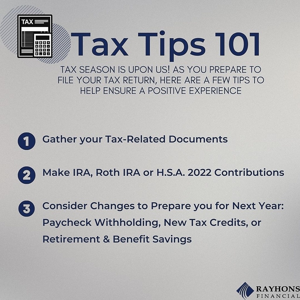 Tax season is upon us! Read our latest blog to see what tips Andrea has provided us with as we prepare to file 2022 tax returns: 

#taxseason #taxes #ira #hsa #taxcredits #retirement rayhonsfinancial.com/blog/tax-tips-…
