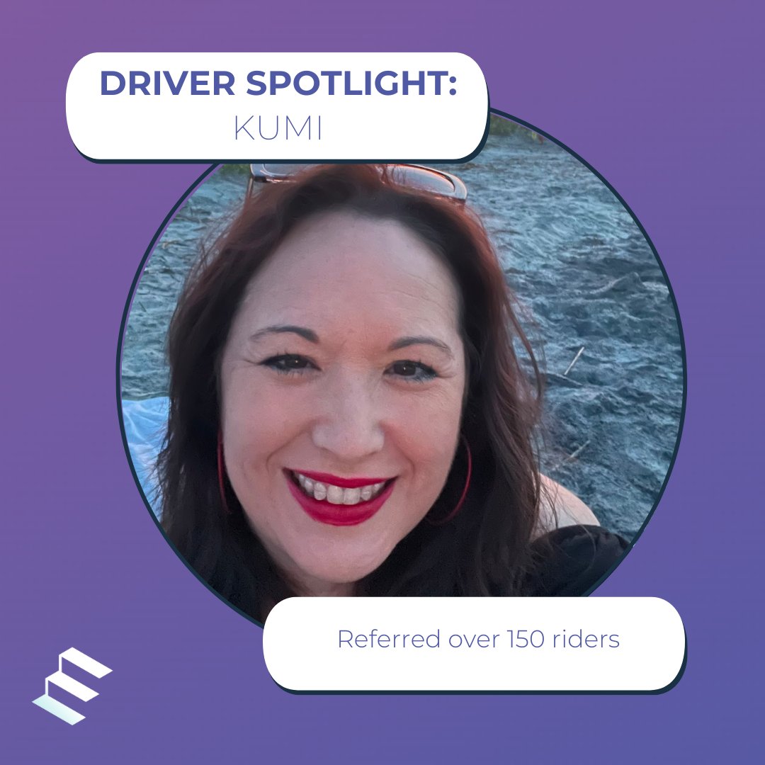 (1/2) Kumi has referred over 150 new riders since providing her first ride last October. Kumi chooses to drive for herself using Empower because she makes more money than driving for Uber or Lyft.