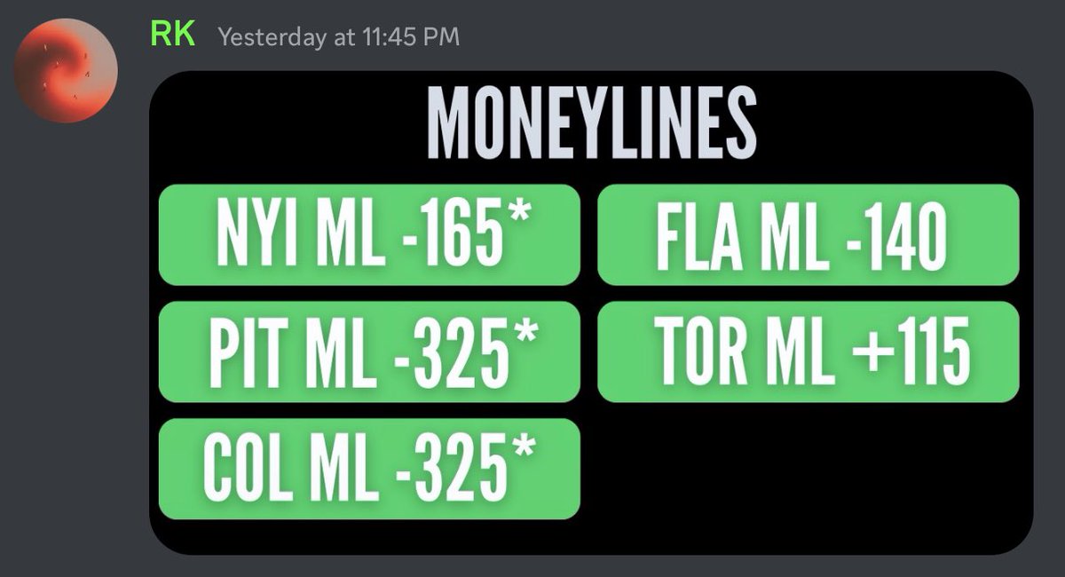 CashPropsLLC's tweet photo. oh i know y’all like moneylines too 🫦🧌
#nhl #GambingTwitter #cashprops https://t.co/yiKFBioXVA