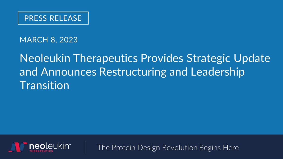 Neoleukin provides strategic update and announces restructuring and leadership transition... investor.neoleukin.com/news-releases/…