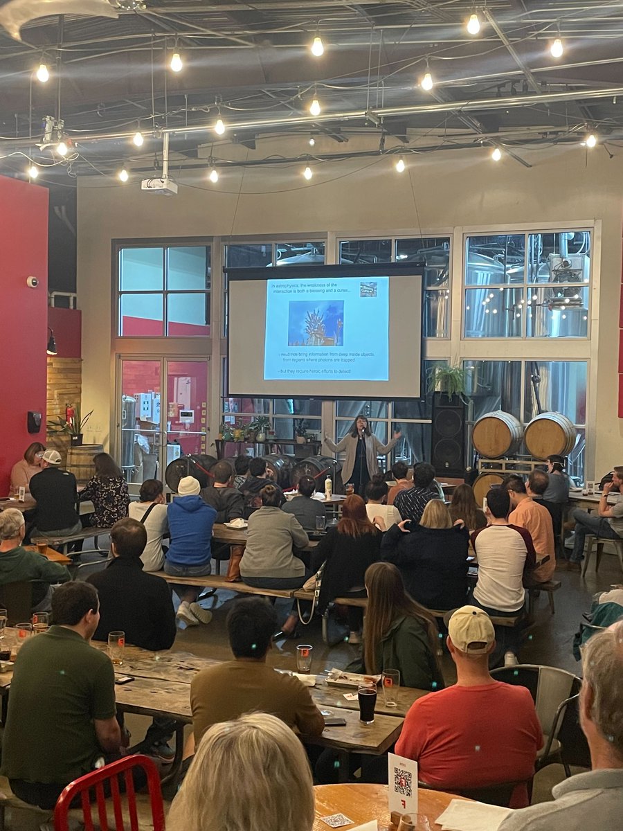 aottriangle's tweet photo. Thank you for taking time out of your busy schedule to share your research Dr. @KateScholberg ! Thank you to those who continue to support us at each event. It has been wonderful seeing @fullsteamdrm packed! As always, we hope you enjoyed it! 🤓 https://t.co/uJOdLxa27N