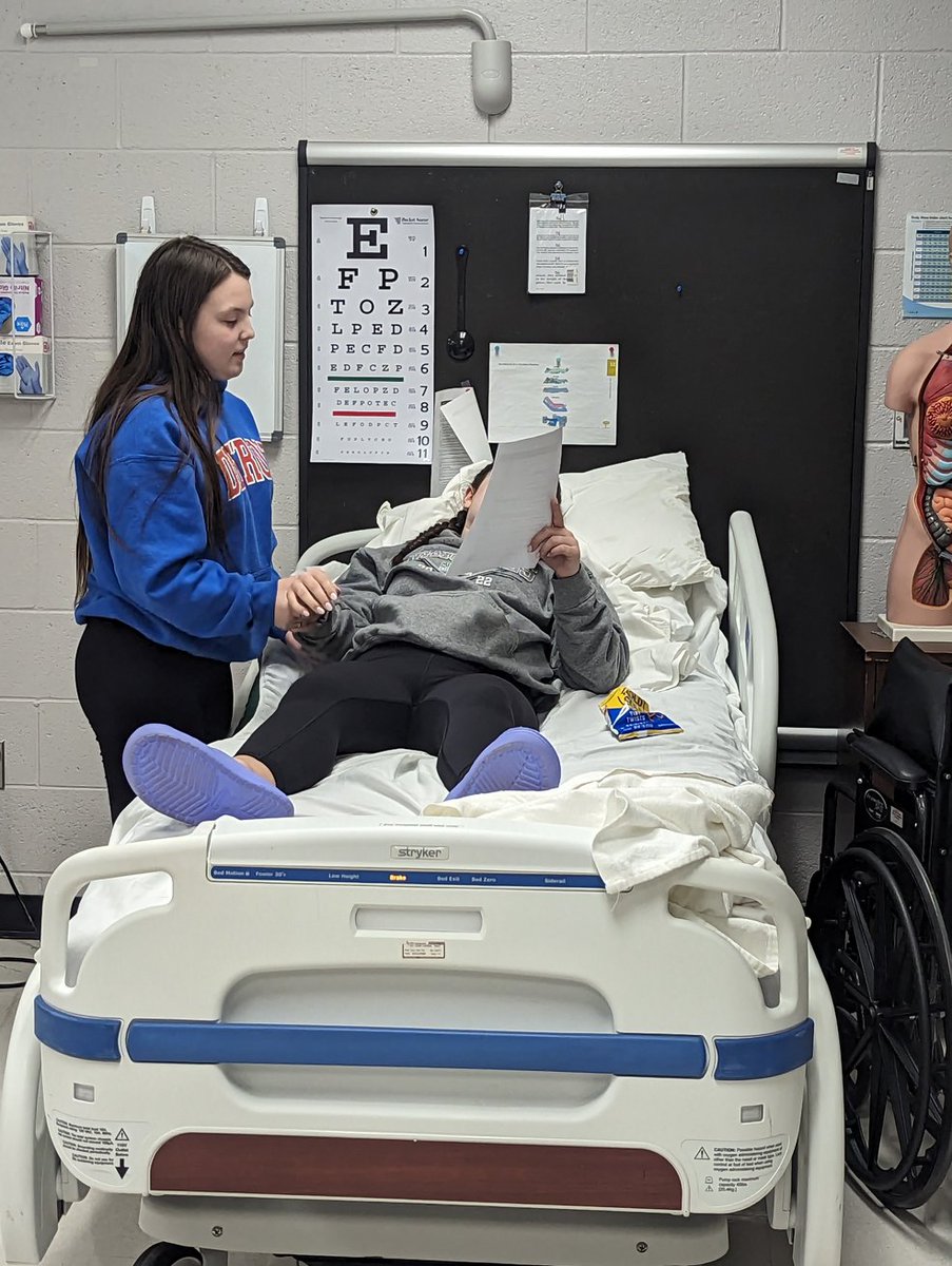 MetzgerMrs's tweet photo. Practicing the PROM! Students are working hard to prepare for their passive range of motion skill assessment!

#NHA #HealthScience #OneGrosseIle https://t.co/O68DBB4GN5